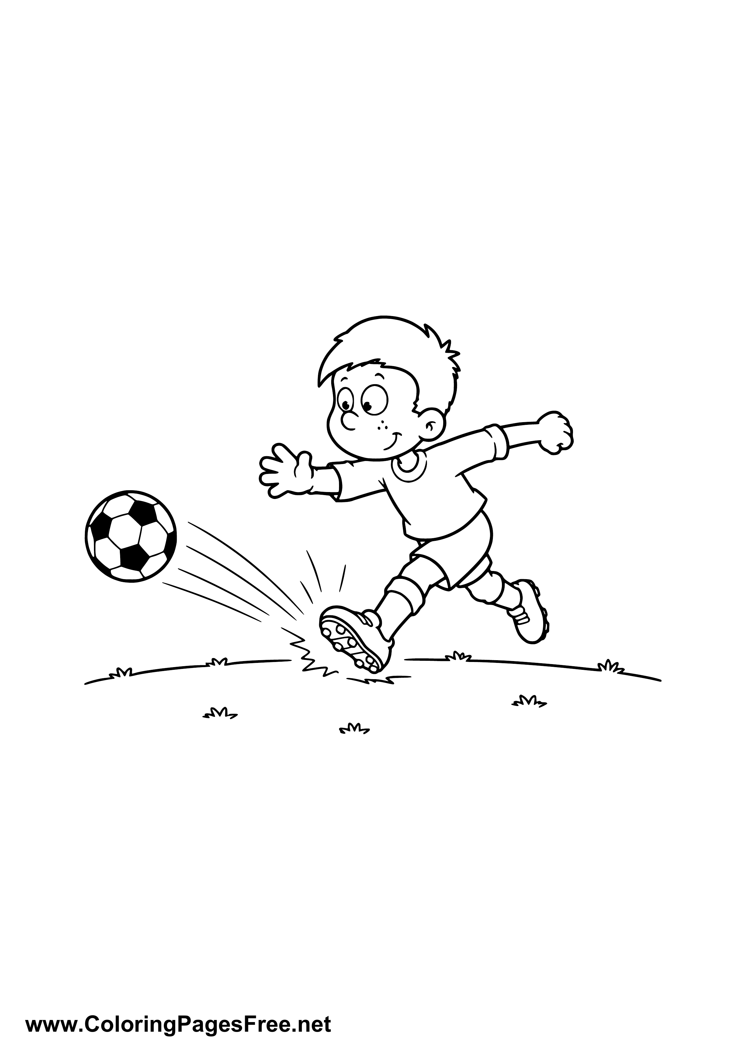 Child Dribbling a Soccer Ball Coloring Page