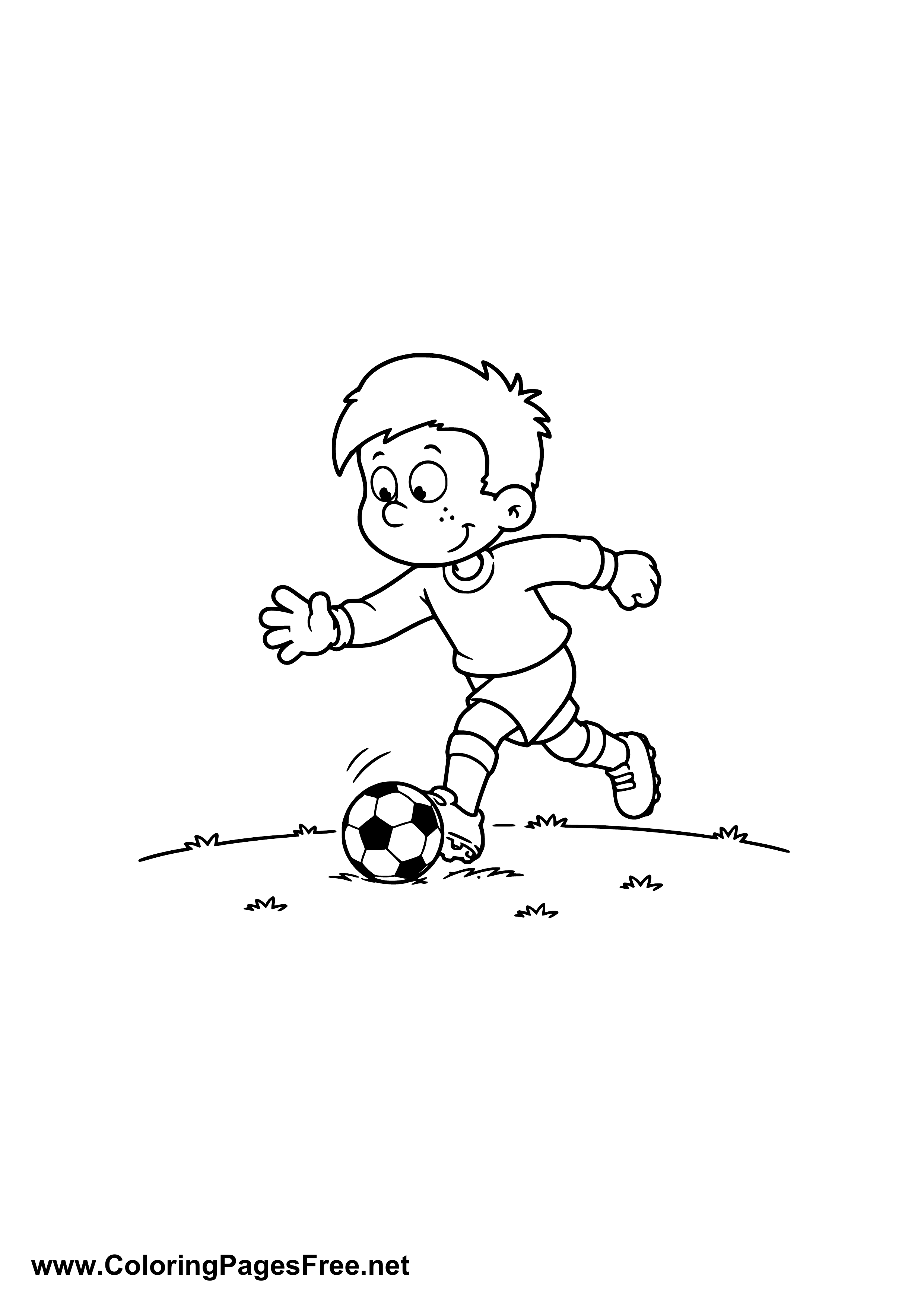 Child Kicking a Soccer Ball Coloring Page