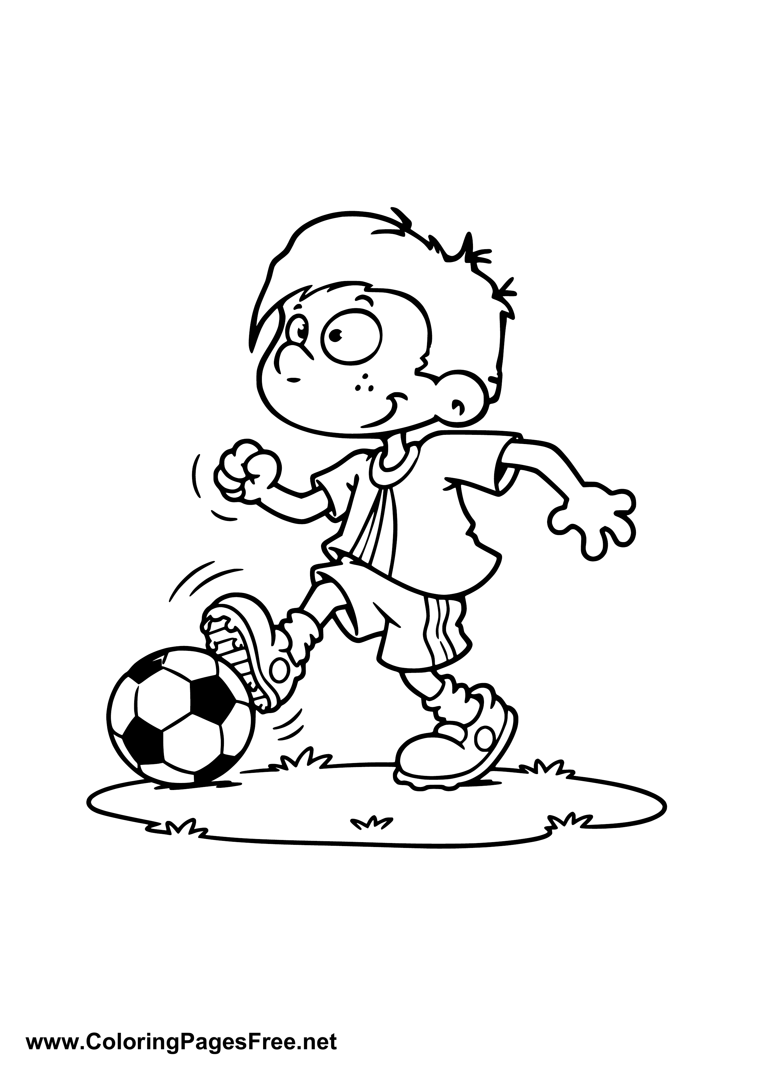 Child Playing Soccer PDF Coloring Page