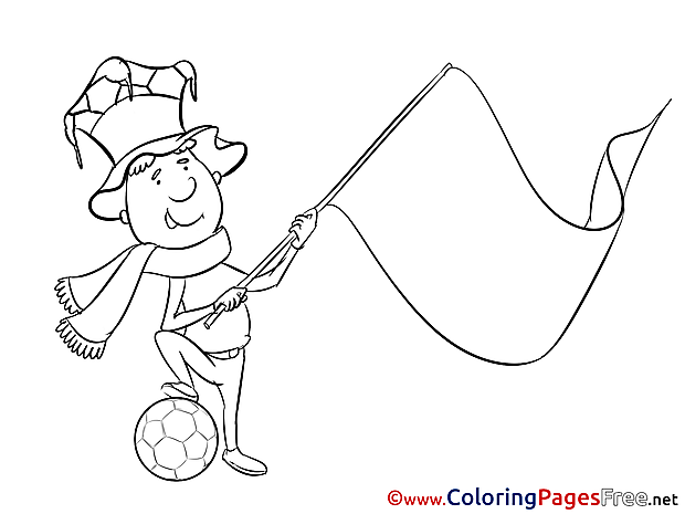 Fan with a Flag Colouring Page Soccer free