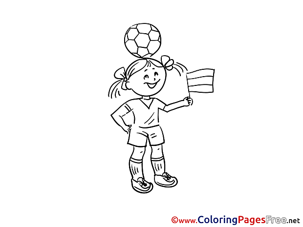 Flag Girl Ball printable Soccer Coloring Sheets 