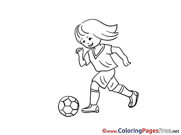Girl Children Soccer Colouring Page
