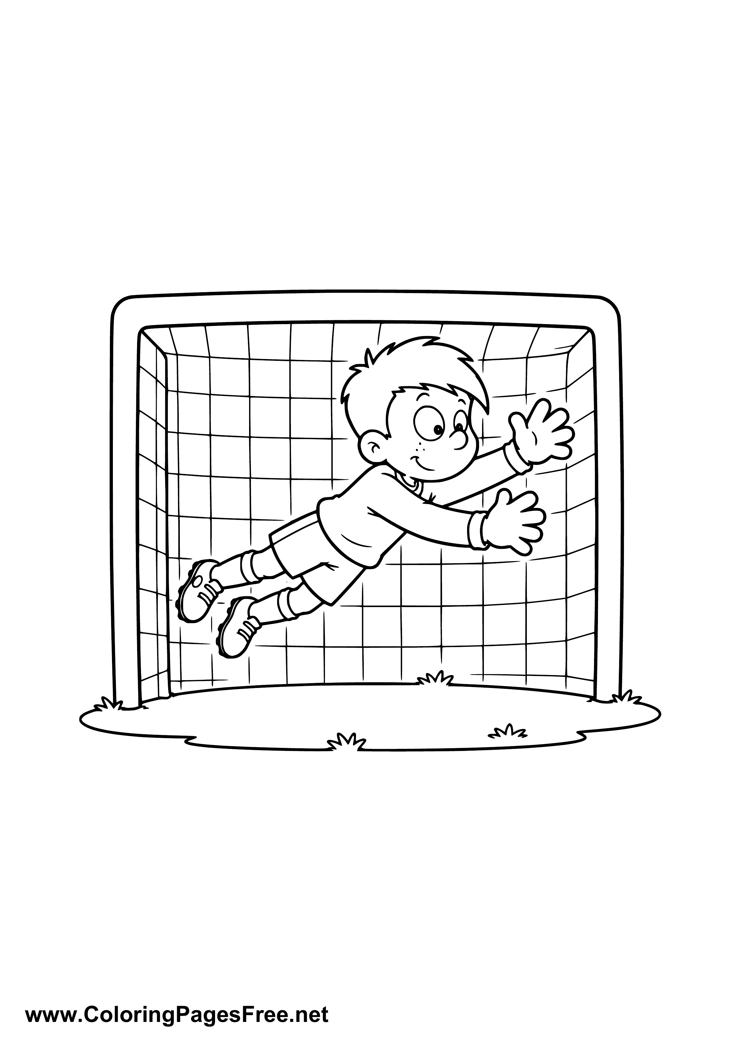 Goalkeeper Diving for the Ball Coloring Page