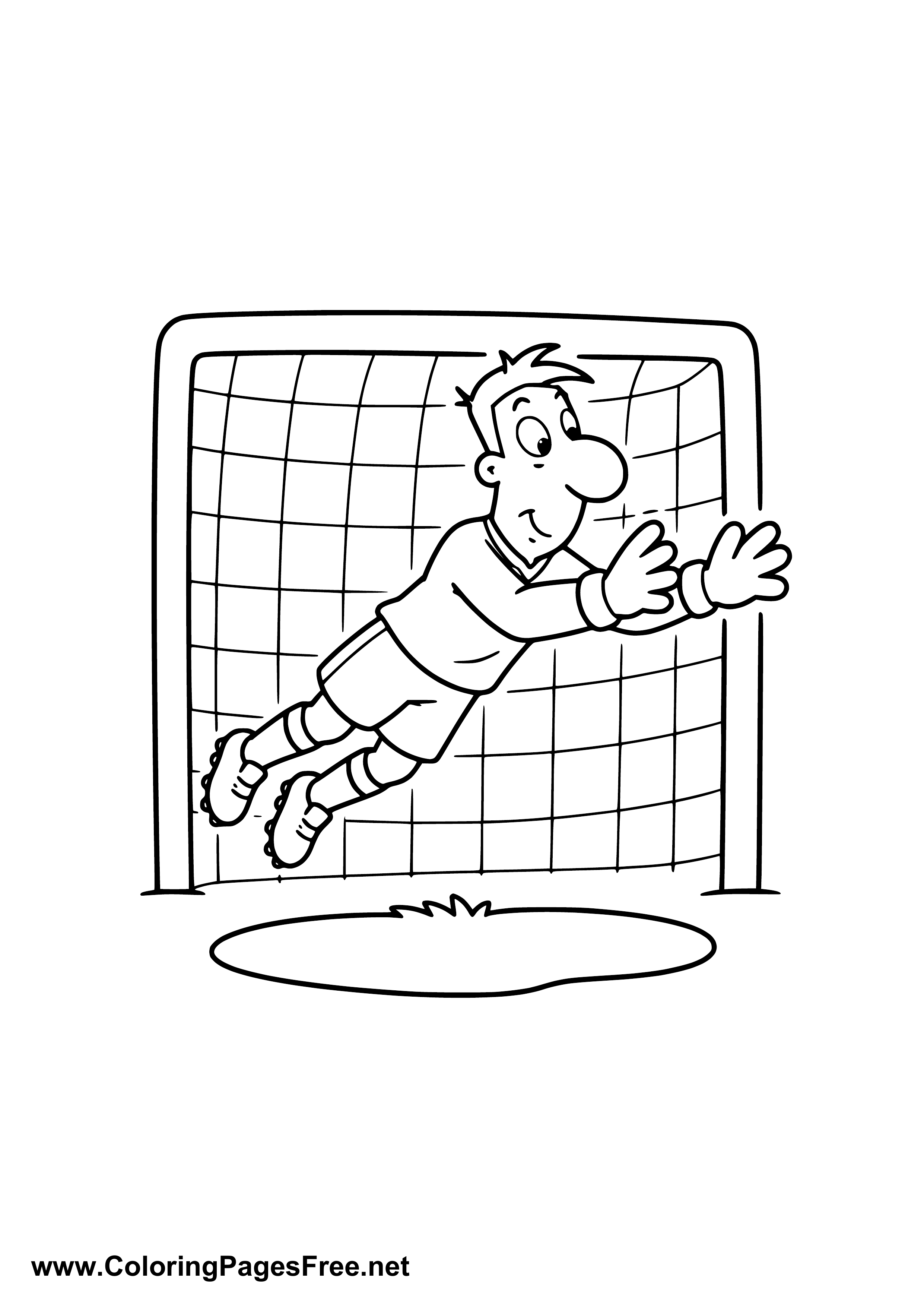 Goalkeeper Diving in the Goal Coloring Page
