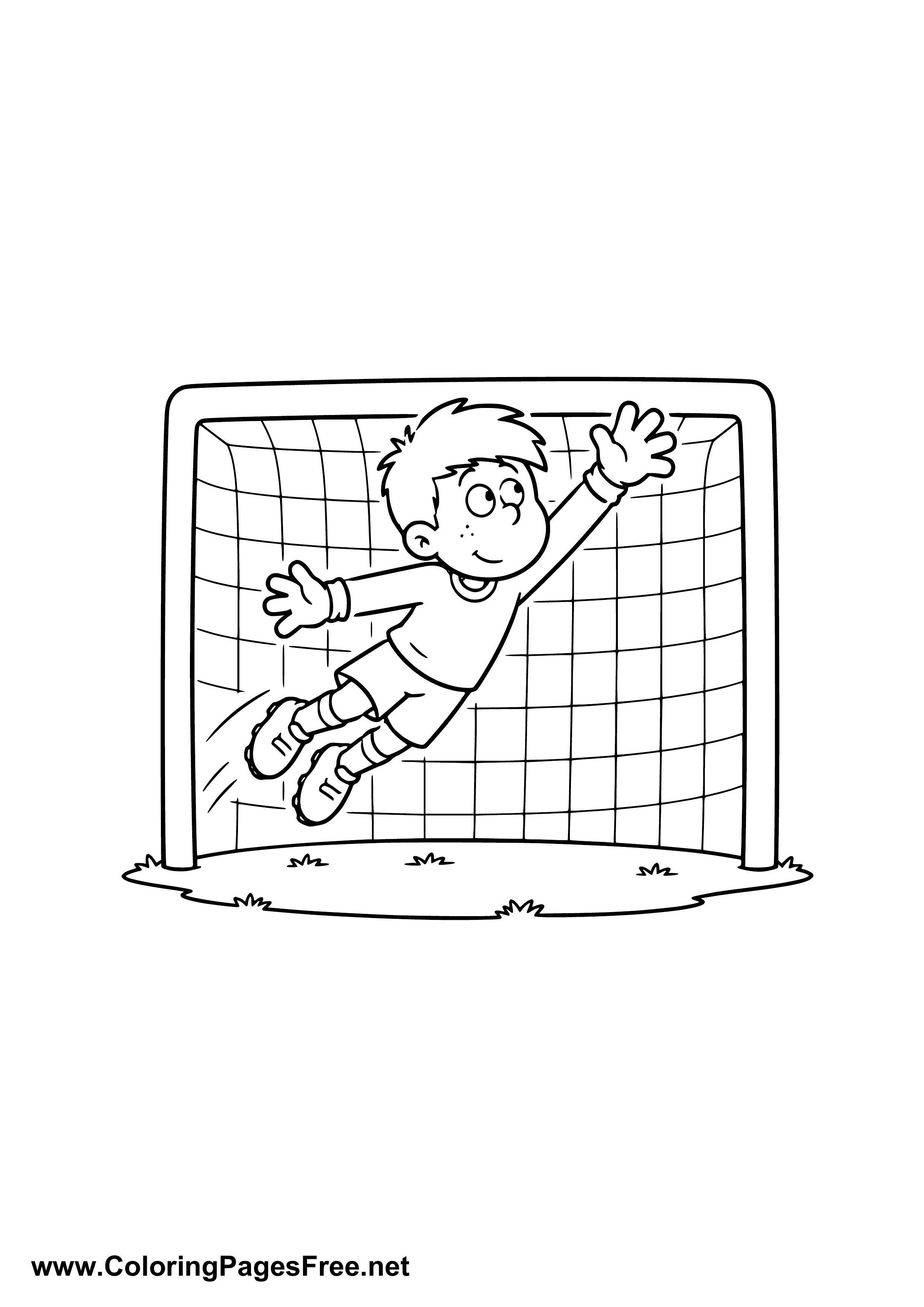 Goalkeeper Making a Diving Save Coloring Page