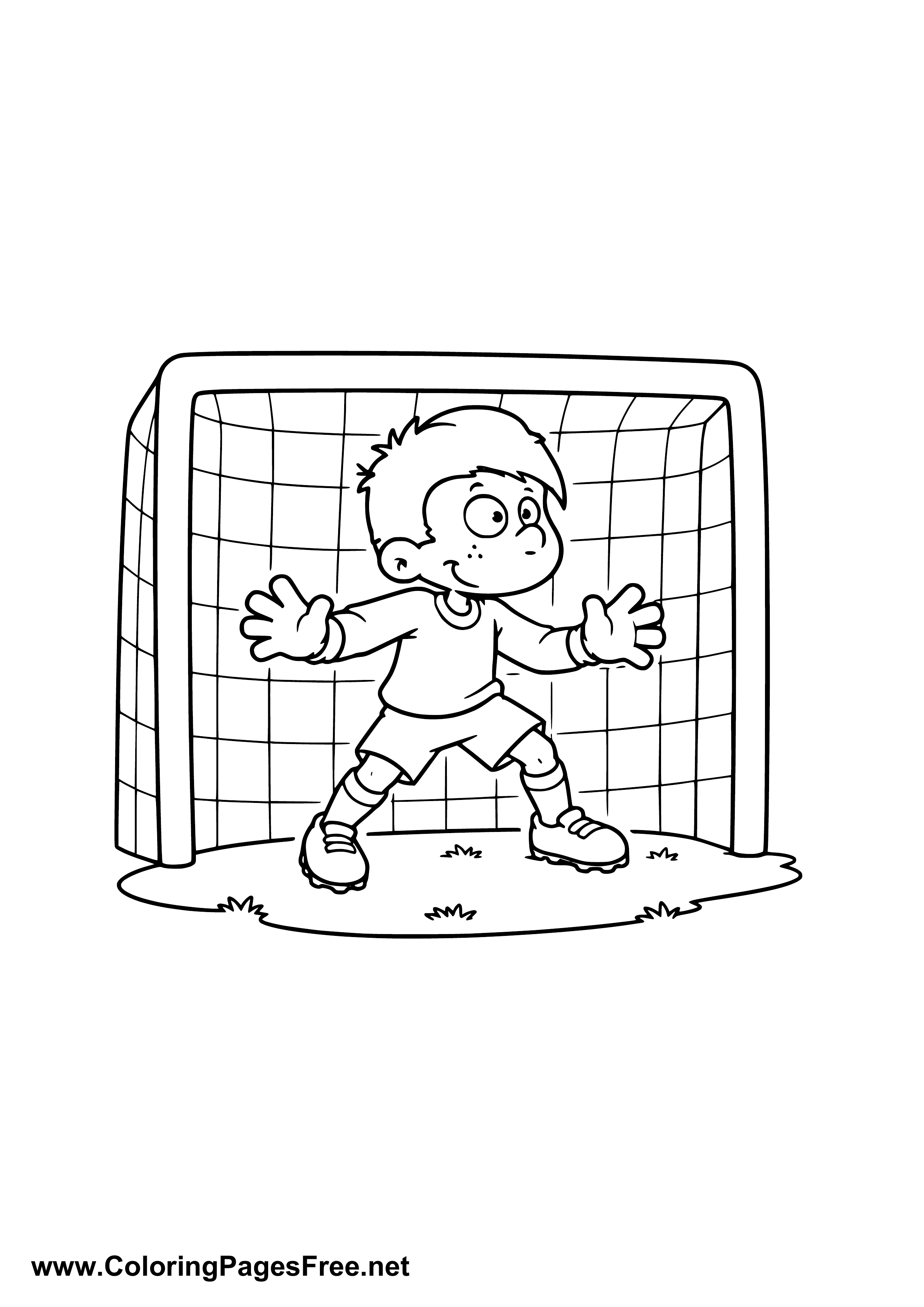 Goalkeeper Ready in the Soccer Goal Coloring Page