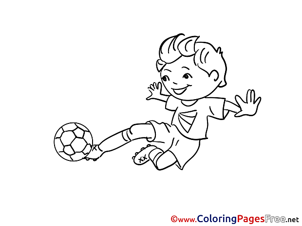 Kick Boy Children Soccer Colouring Page