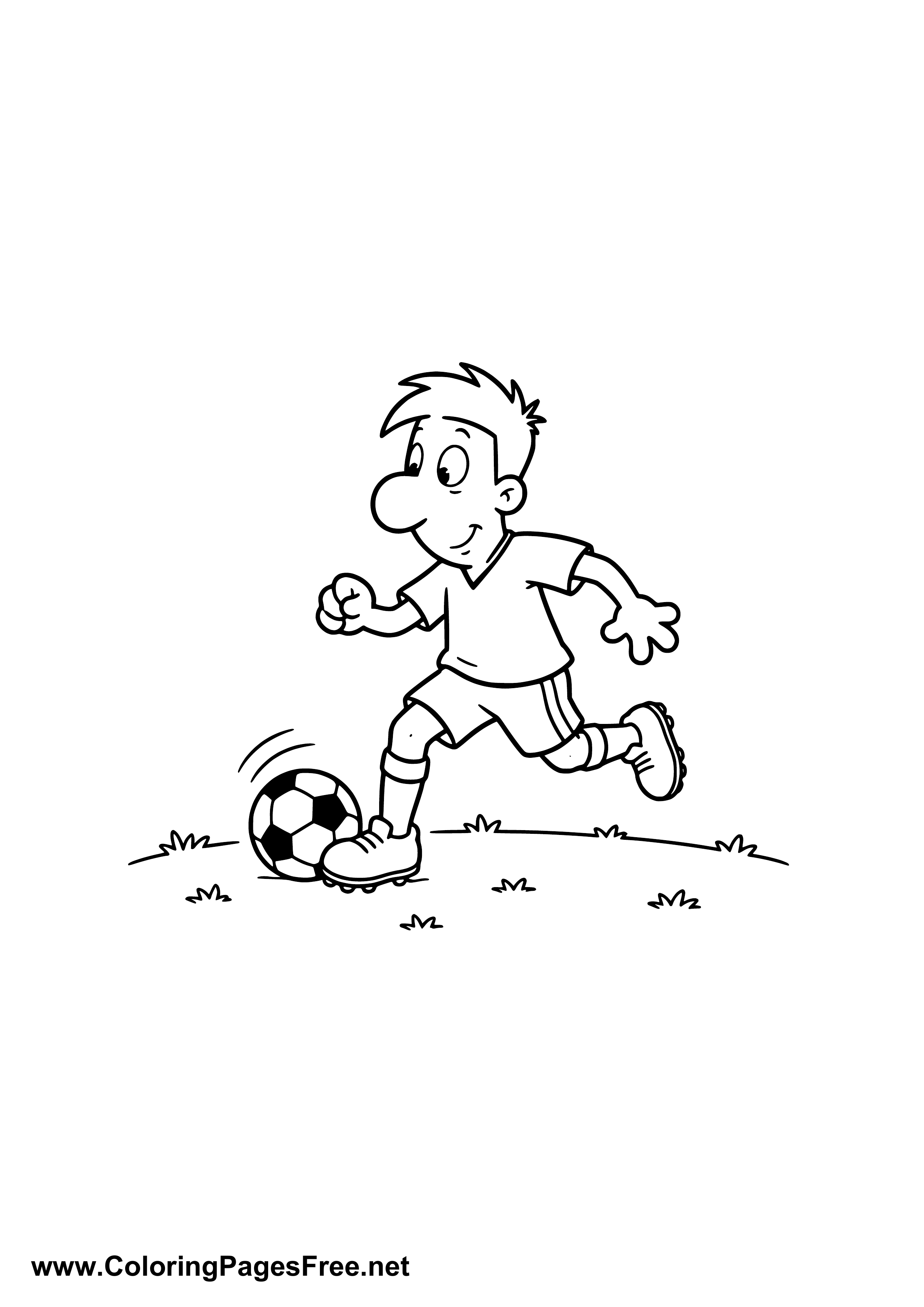 Kid playing Soccer Colouring Sheet