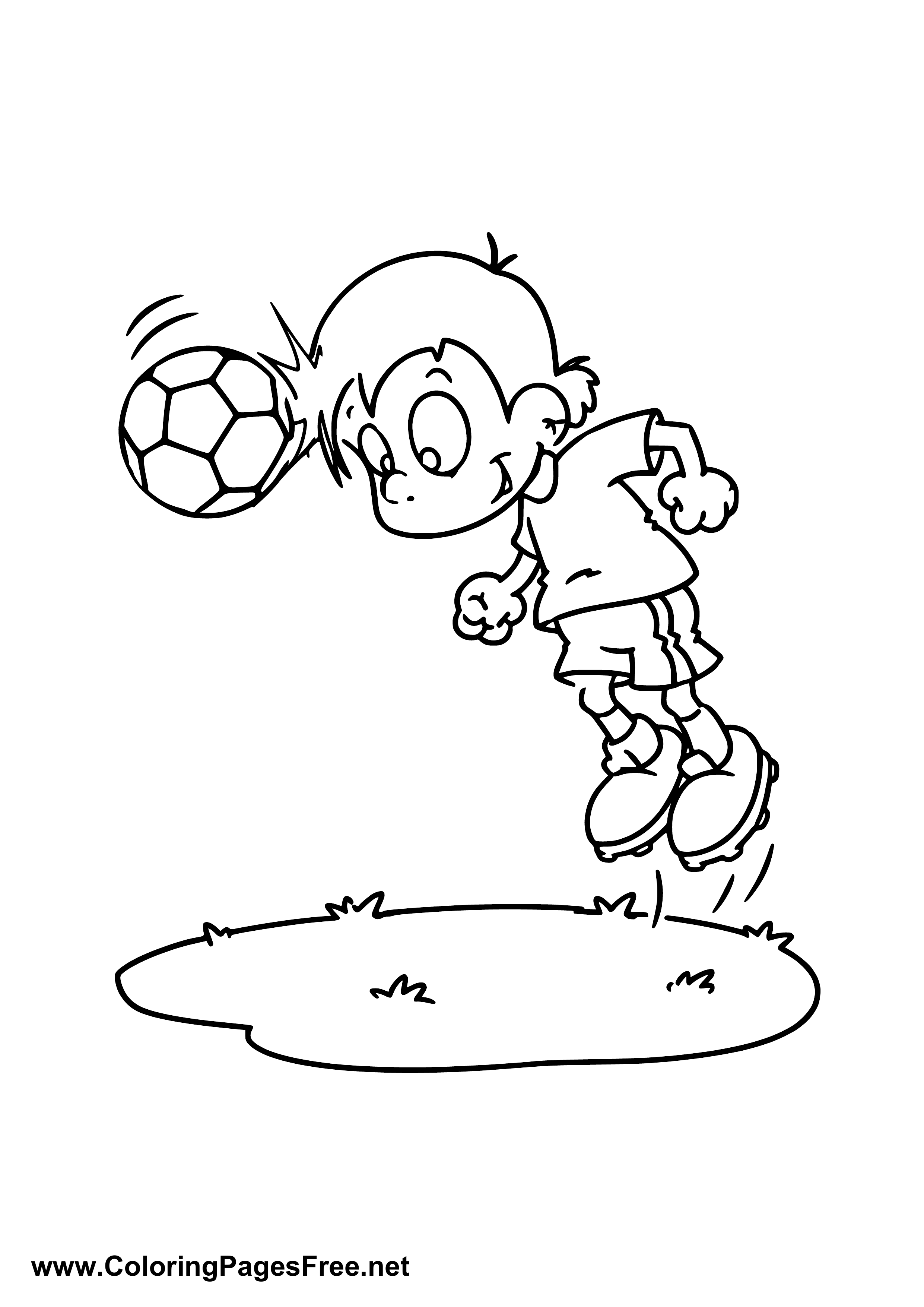 Soccer Heading the Ball Coloring Page