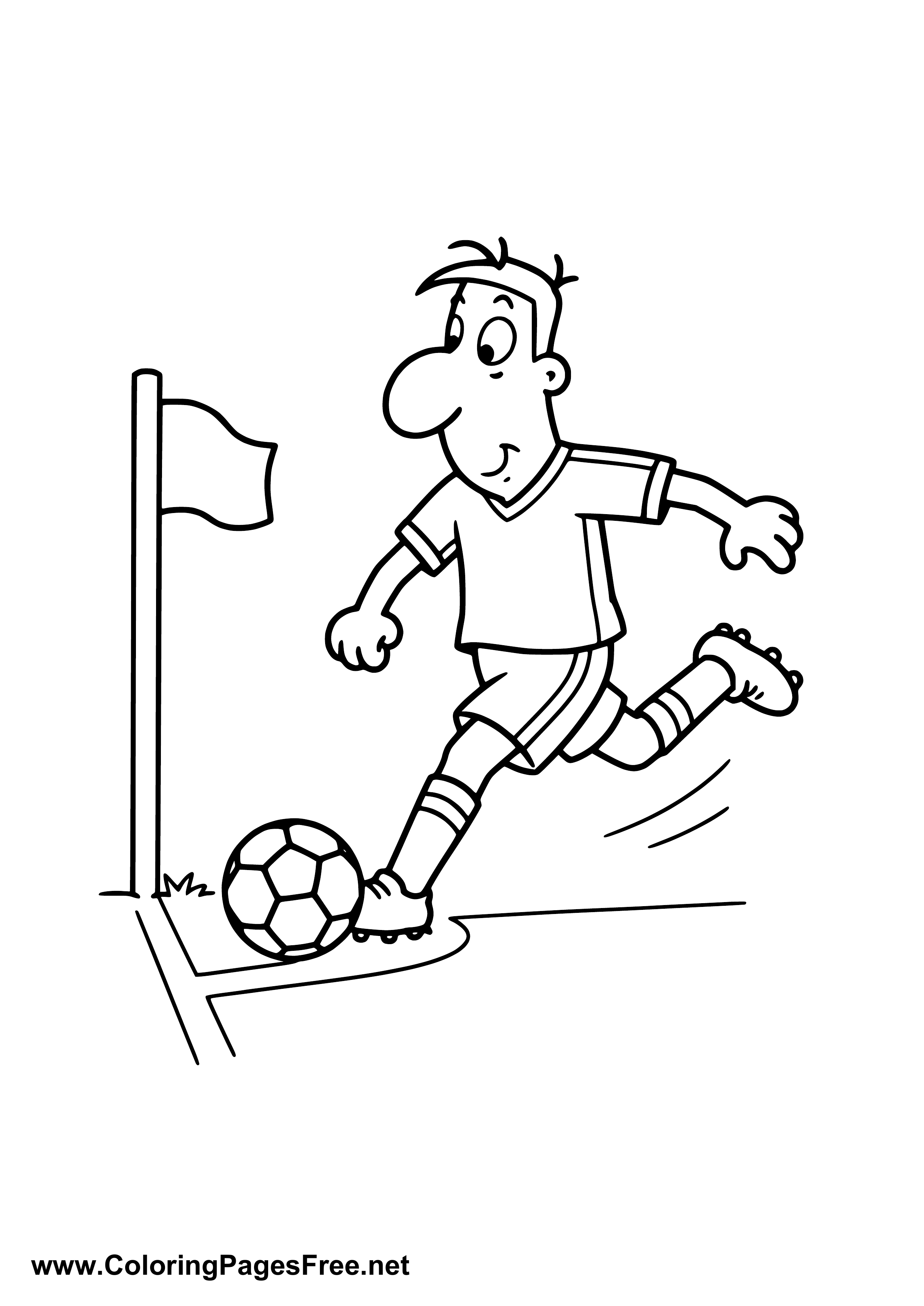 Soccer Player Kicking Corner Kick - Soccer Coloring Page