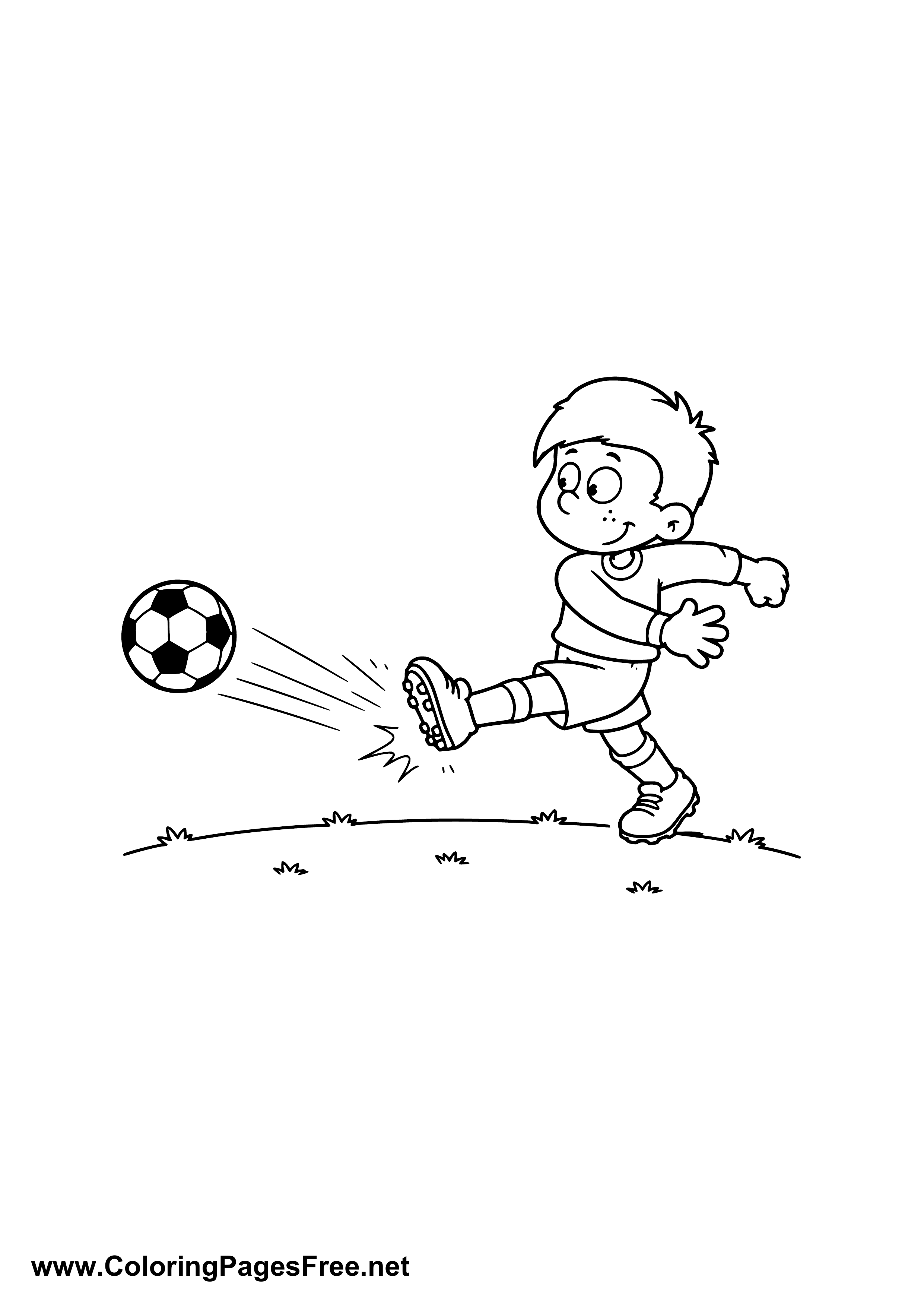 Soccer Player Kicking the Ball Coloring Page