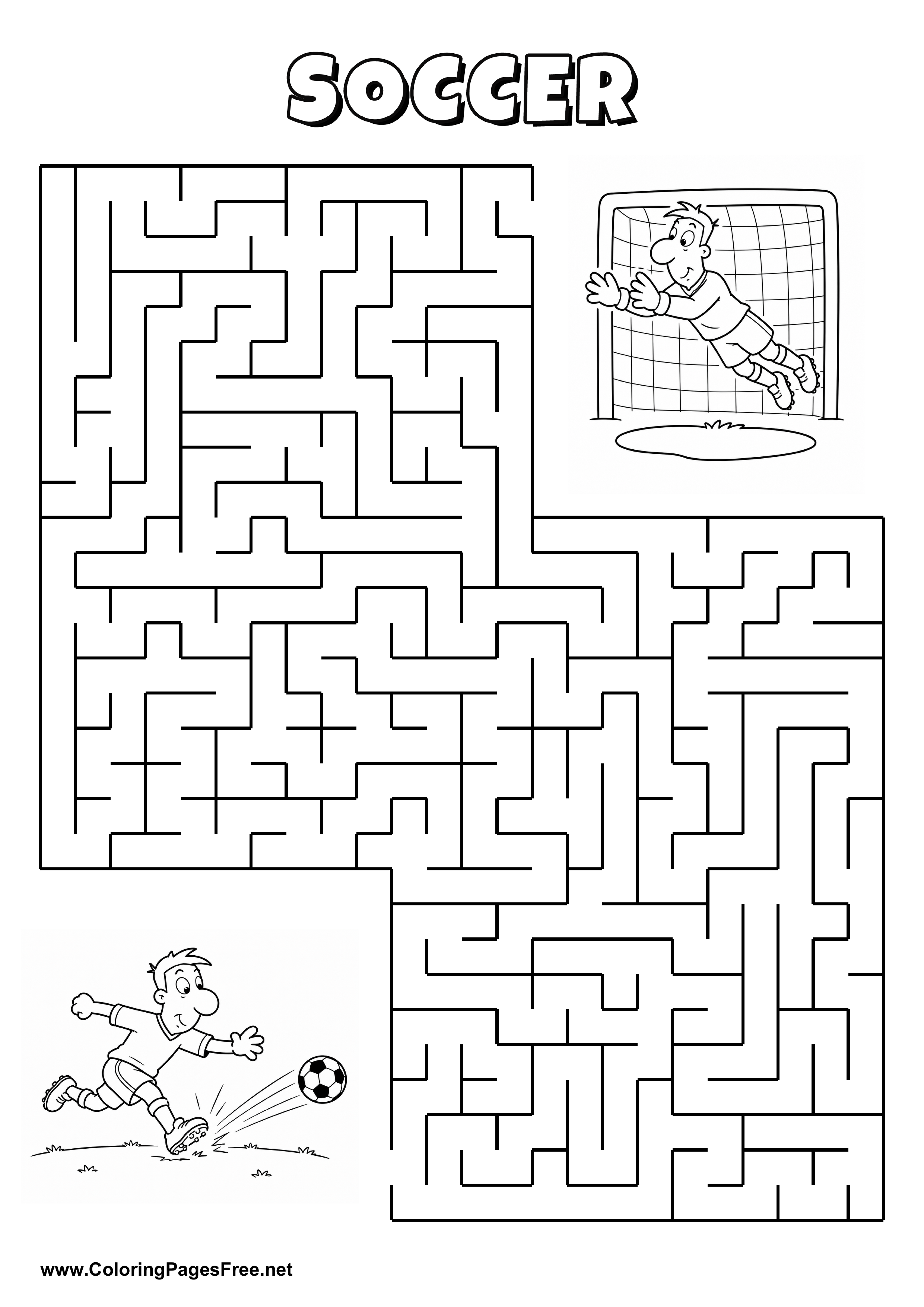 Printable Maze 'The goalkeeper is diving for the way to the ball'