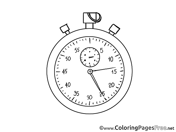 Stopwatch for Kids Soccer Colouring Page