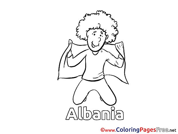 Team Albania Fan Kids Soccer Coloring Pages