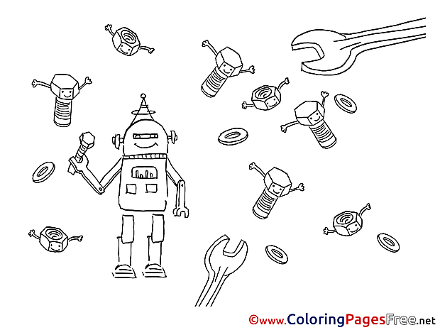 Robot free Colouring Page download