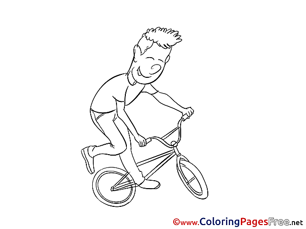 Bicycle Kids free Coloring Page