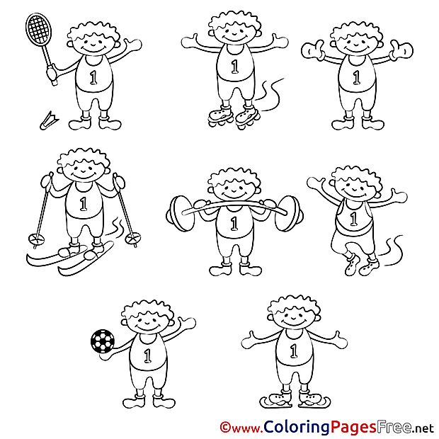 Boy download Colouring Sheet Sport free