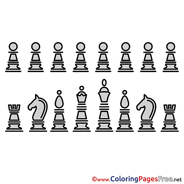 Chess Pieces for Kids printable Colouring Page