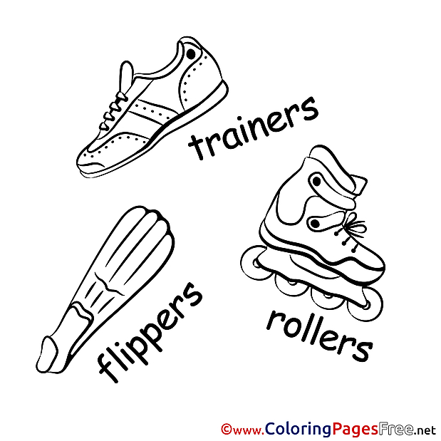Flippers Trainers Kids free Coloring Page