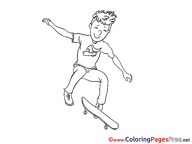 Skateboard Colouring Page printable free