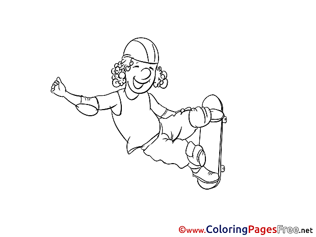 Skateboard Kids free Coloring Page