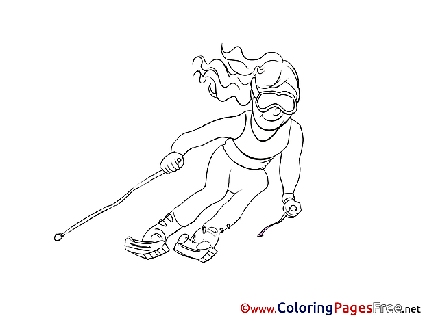 Ski printable Coloring Pages for free