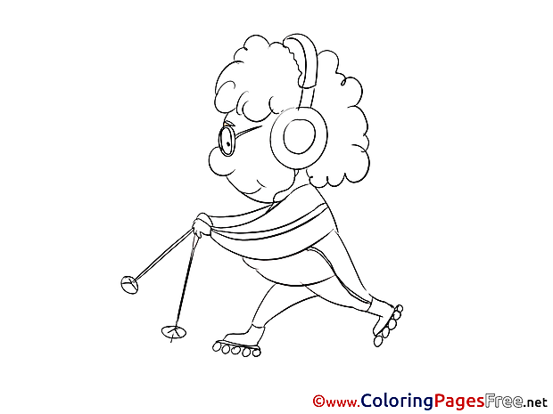 Sport for Kids printable Colouring Page Old Woman