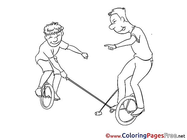 Unicycle Kids download Coloring Pages