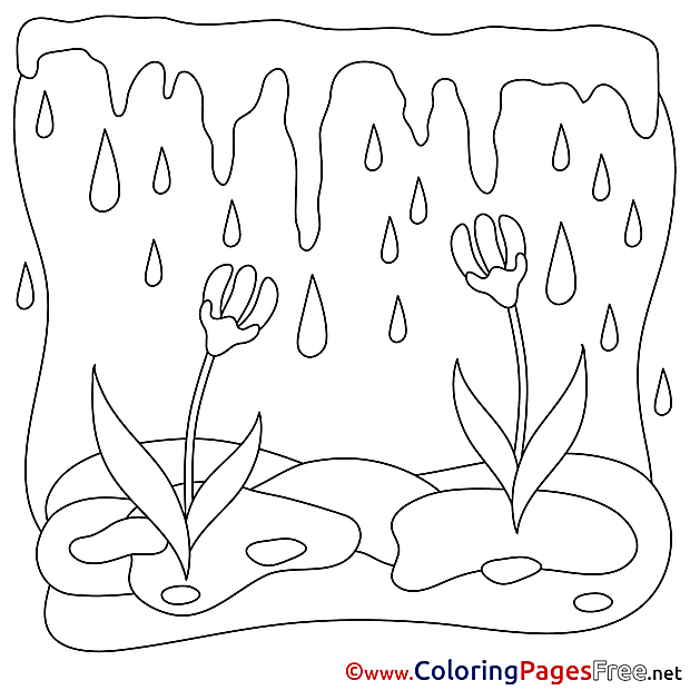 Coloring Sheets Spring free Rain Flowers