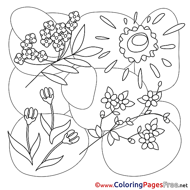 For Kids Spring download Sun Flowers Coloring Pages