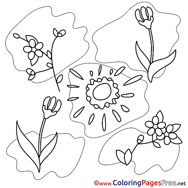 Illustration Spring Coloring Pages download Sun