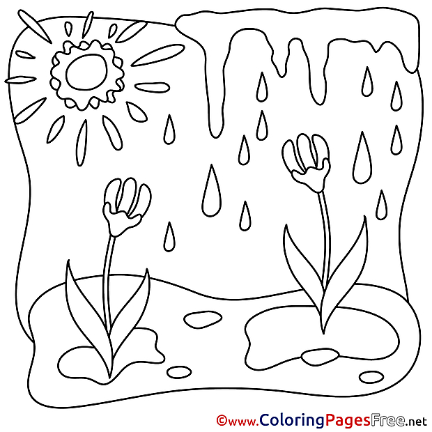 Sun Spring free Coloring Pages Rain