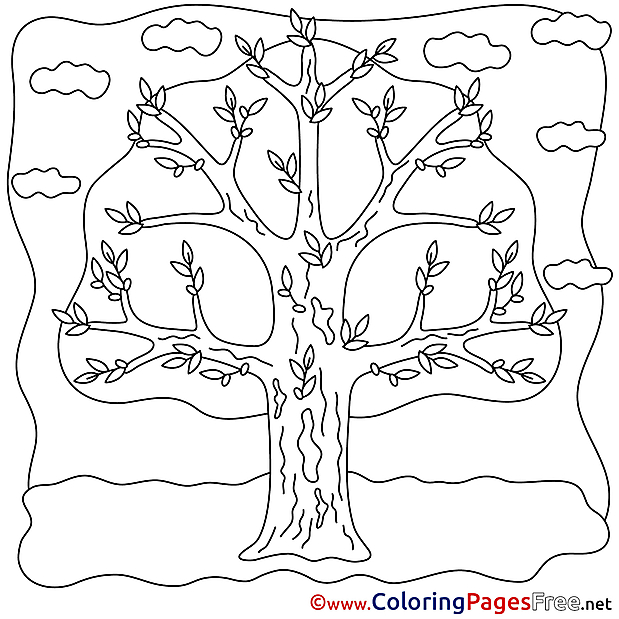 Tree for Kids Spring Colouring Page