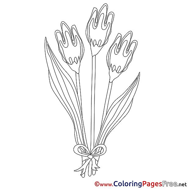 Tulips Kids Spring Coloring Page