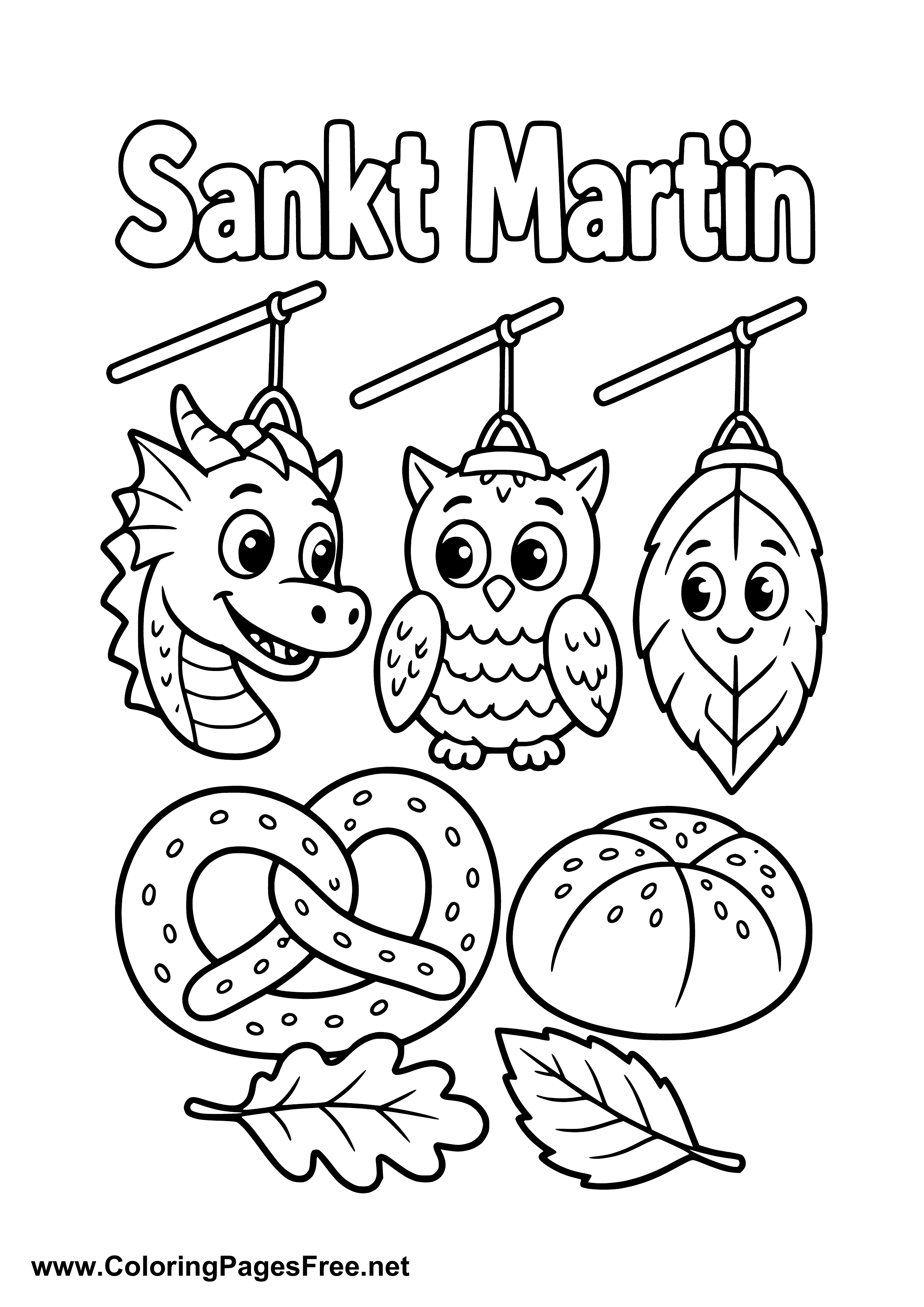 Dragon and Owl Lanterns with St. Martin's Day Treats Colouring Sheet