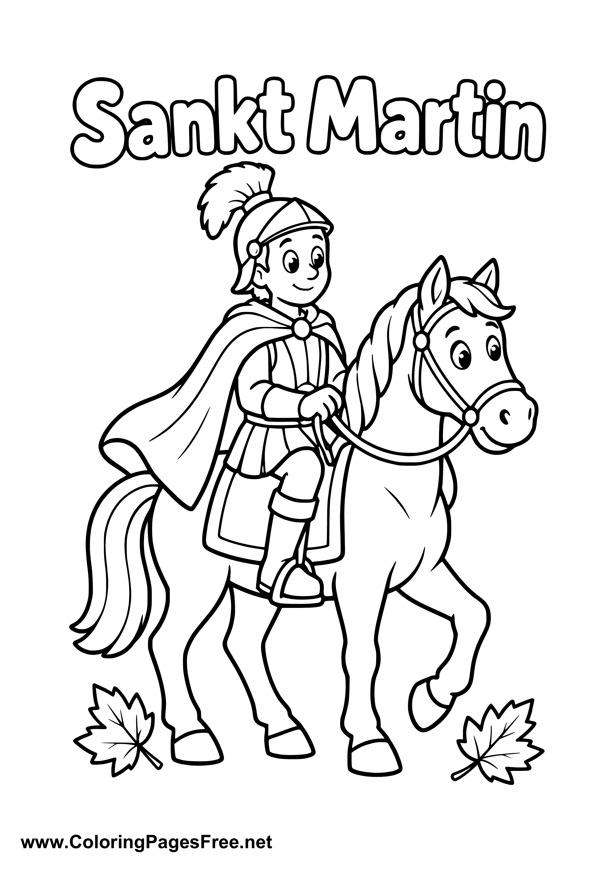 St. Martin on Horseback for St. Martin's Day Printable Colouring Page
