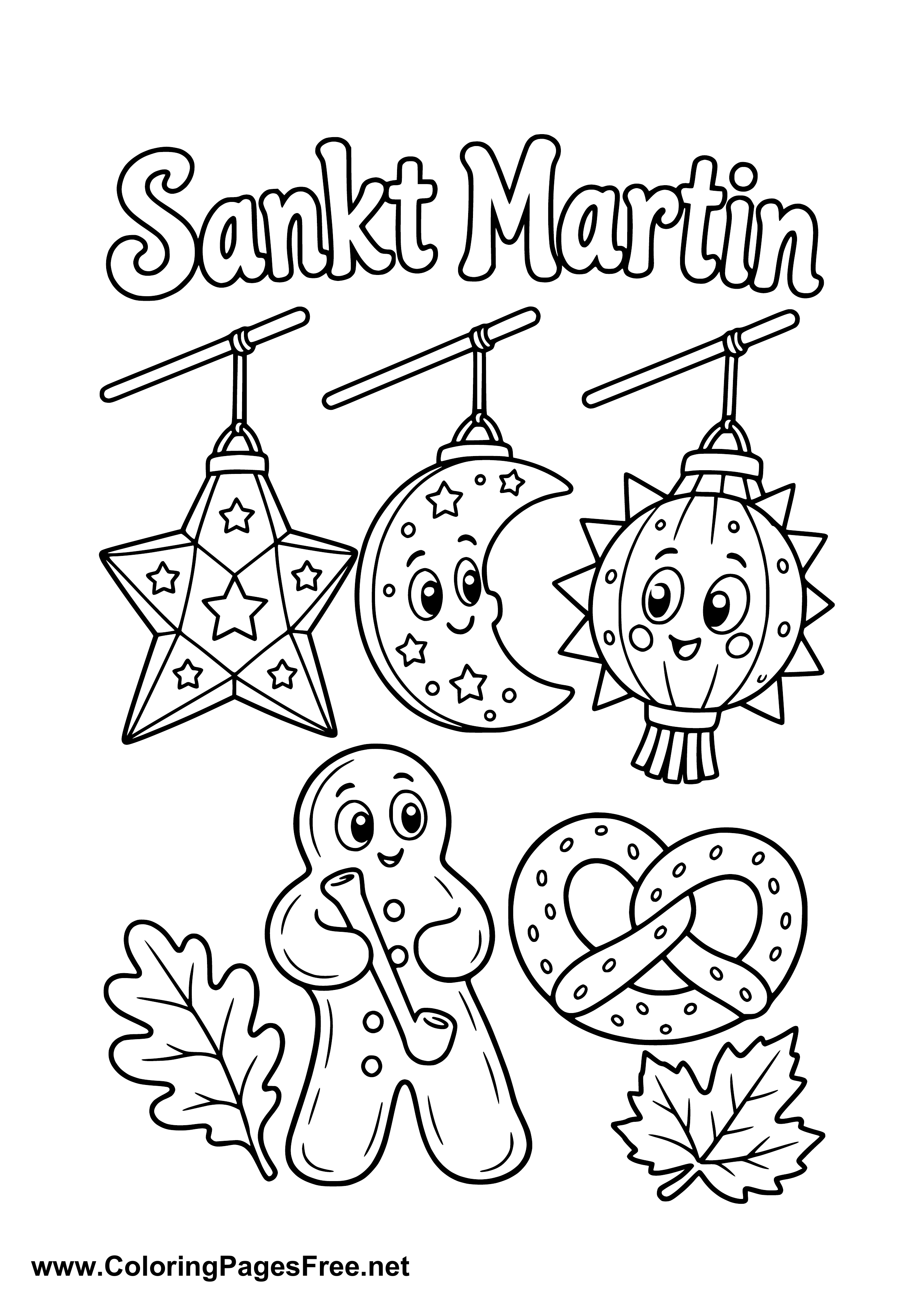 St. Martin's Day Lanterns and Traditional Treats Colouring Page