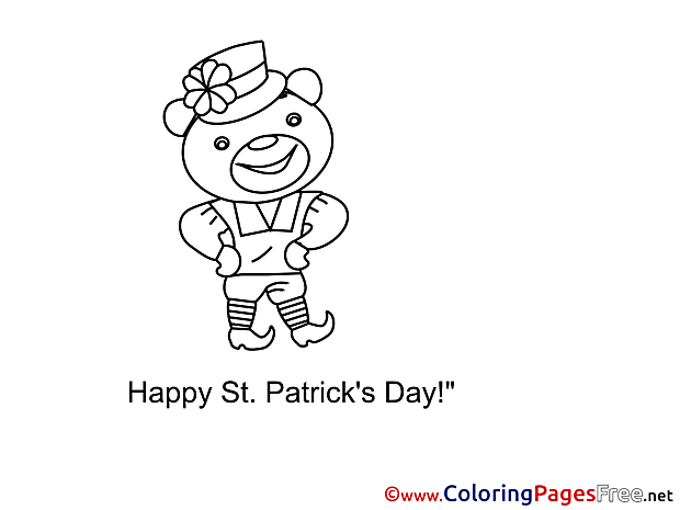 Bear free Colouring Page St. Patricks Day