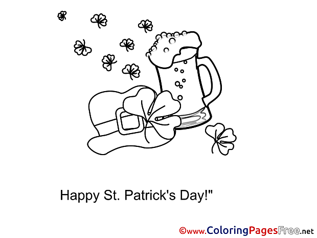 Beer Hat printable St. Patricks Day Coloring Sheets