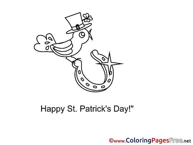 Bird Colouring Sheet download St. Patricks Day Horseshoe 