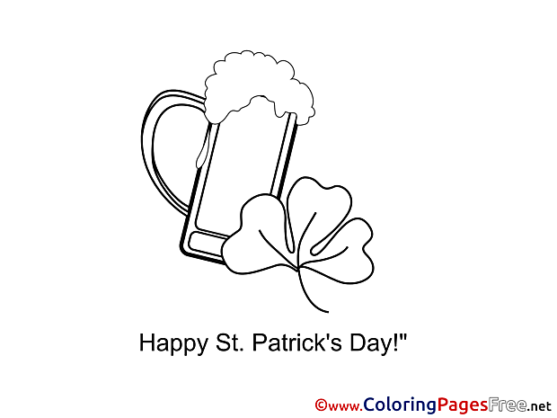 Clover Beer Coloring Sheets St. Patricks Day free