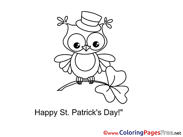 Clover Owl printable St. Patricks Day Coloring Sheets
