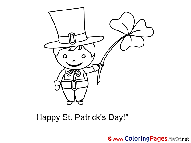 Man in Hat Colouring Sheet download St. Patricks Day