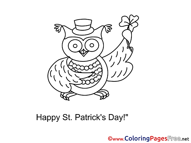 Owl printable Coloring Pages St. Patricks Day
