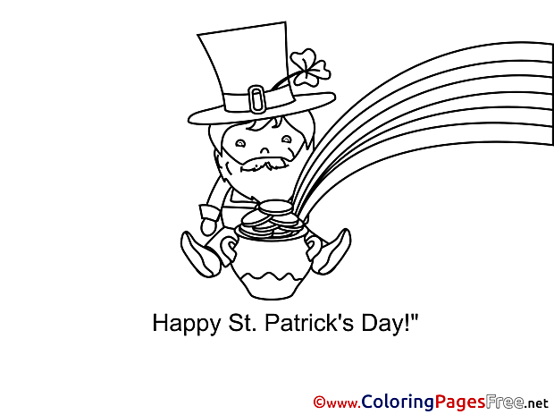 Pot Leprechaun St. Patricks Day free Coloring Pages