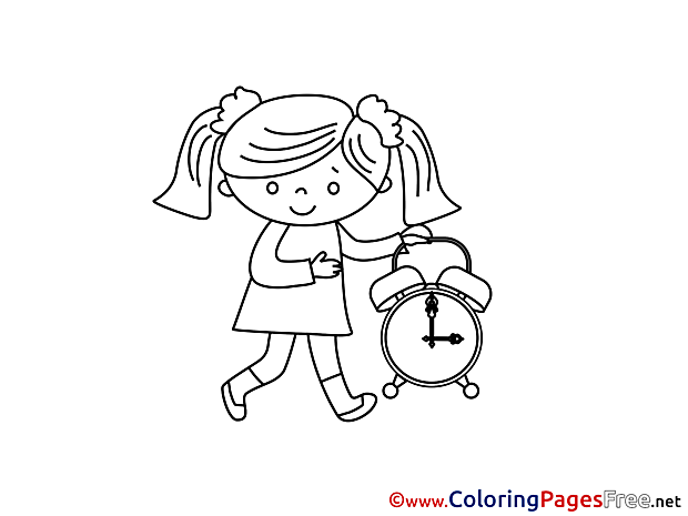 Alarm Clock Kids Summer Girl Coloring Pages