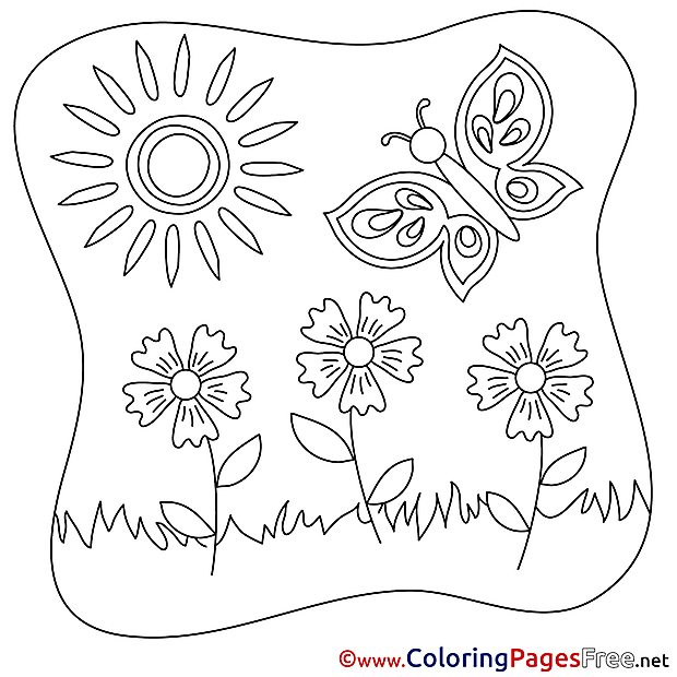 Butterfly Colouring Sheet download Summer Flowers
