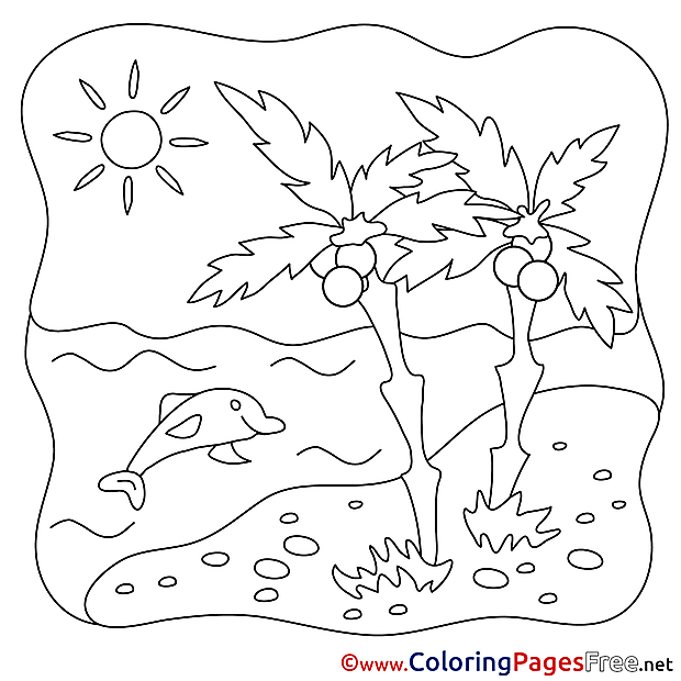 Dolphin download Summer Coloring Pages Sun