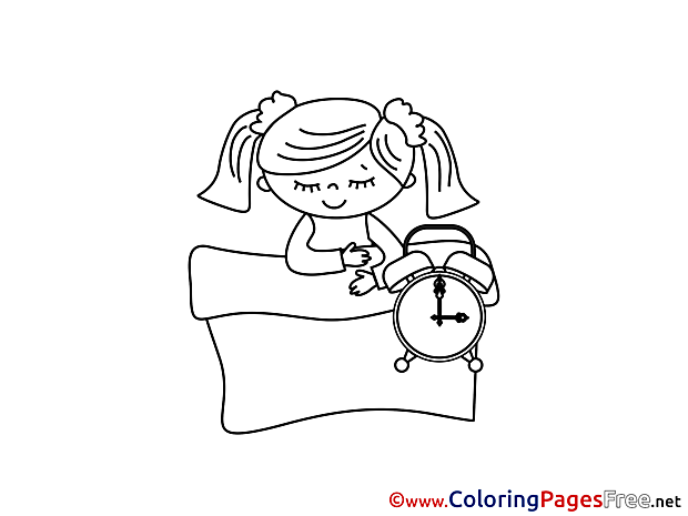 Dream Clock Colouring Page Summer free Girl