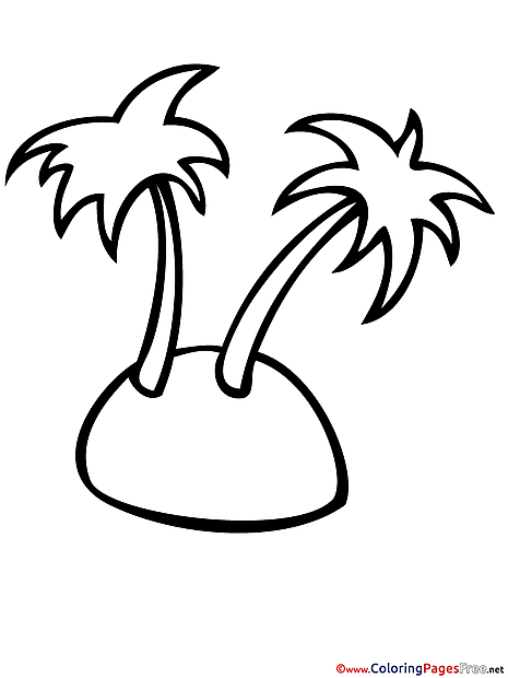 Island Palm Trees Children Summer Colouring Page